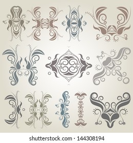 Vector Baroque Ornaments Set - Graphic elements to embellish your layout. Vector file editable, scalable and easy color change. You can use the background or isolated elements.