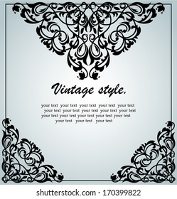 Vector baroque pattern in Victorian style. Design element. Black and gray texture.