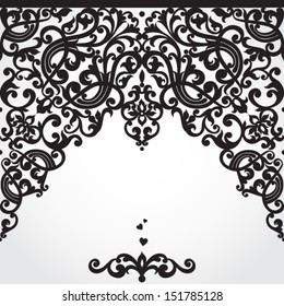 Vector baroque seamless border in Victorian style. Element for design. You can place the text on empty place. It can be used for decorating of invitations, cards, decoration for bags and clothes.