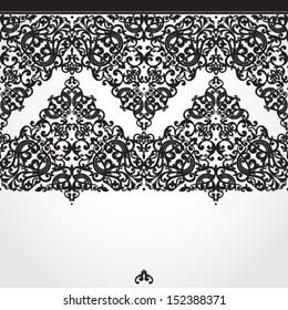 Vector baroque seamless border in Victorian style. Element for design. You can place the text on empty place. It can be used for decorating of invitations, cards, decoration for bags and clothes.