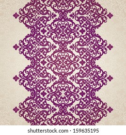 Vector baroque seamless border in Victorian style. Element for design. You can place the text in an empty place. It can be used for decorating of invitations, cards, decoration for bags and clothes.
