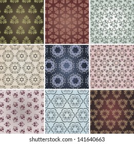 Vector Baroque Seamless Pattern Set - Graphic elements to embellish your layout. Vector file editable, scalable and easy color change. You can use the background or isolated elements.