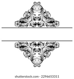 Vector baroque of vintage elements for design. Baroque Scroll as Element of Ornament and Graphic Design with Spirals and Rolling Circle Motif Vector