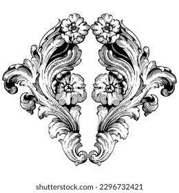 Vector baroque of vintage elements for design. Baroque Scroll as Element of Ornament and Graphic Design with Spirals and Rolling Circle Motif Vector