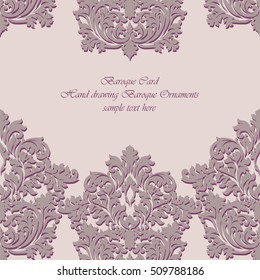 Vector Baroque Vintage floral damask card or invitation. Luxury Classic ornament, royal Victorian texture for wallpapers, textile, fabric