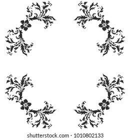 vector baroqueframe, decorative silhouette of flower and leaves