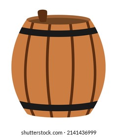 Vector barrel icon. Cask illustration. Pirate keg picture isolated on white background. Marine wooden wine container picture
