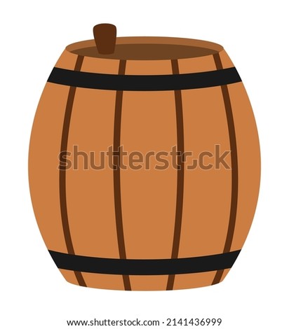 Vector barrel icon. Cask illustration. Pirate keg picture isolated on white background. Marine wooden wine container picture
