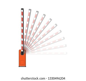 Vector barrier is automatic. The effect of opening, raising the barrier. Car, Parking, realistic. Element isolated on light background.