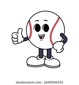 Vector Baseball Ball Character Thumbs Up