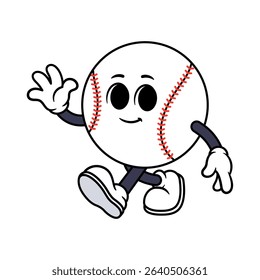Vector Baseball Ball Character Waving