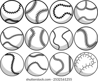 Vector Baseball ball icon set for logo and T-Shirt.