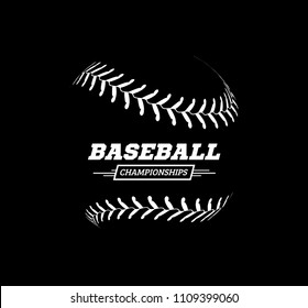 Vector baseball ball on black background.