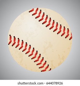 Vector baseball ball on grey background. Close up. EPS 10
