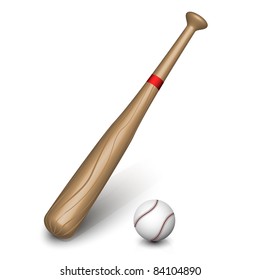 Vector baseball bat and ball.