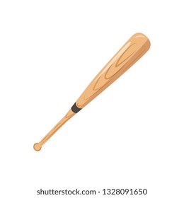 Vector baseball bat icon. American traditional sport equipment, wooden hitting tool for hitters. Outdoor leisure activity object. Isolated illustration