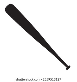 Vector Baseball Bat Silhouette Illustration On White Background.

