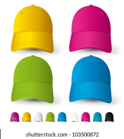 Vector baseball caps, big set of different colors