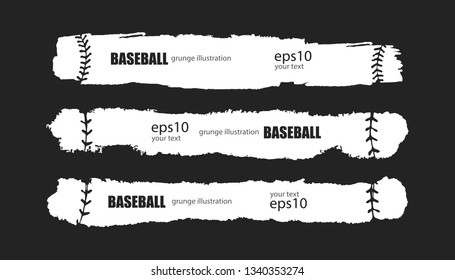 Vector baseball. Collection of grunge ripped stripes for sports for text, lacing. Abstract horizontal banners.