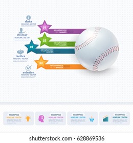 Vector Baseball Concept Presentation Template. Sports Info Arrow And Stats, Web Banner Background Design