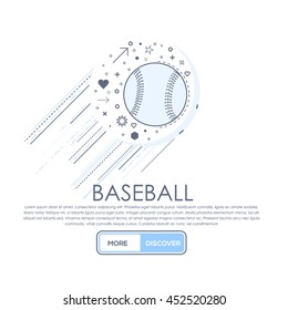 Vector Baseball Concept Thin Line Icons Template
