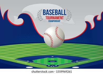 Vector of baseball with field background.