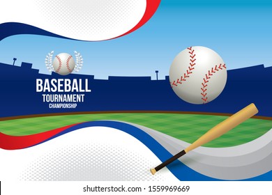 Vector of baseball with field background.