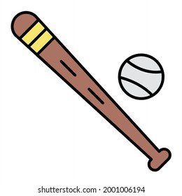 Vector Baseball Filled Outline Icon Design
