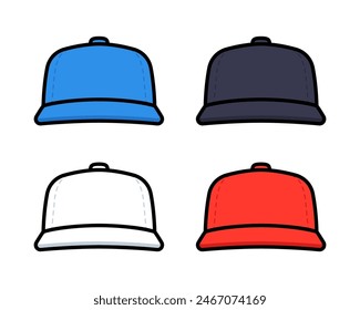 Vector Baseball Hats Flat Illustration