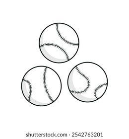 Vector baseball icon. Two-tone version on black and white background. Baseball icon, simple style. Vector illustration.