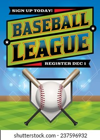 A vector baseball league registration illustration. Vector eps 10. EPS file is layered. Fonts have been converted to outlines.