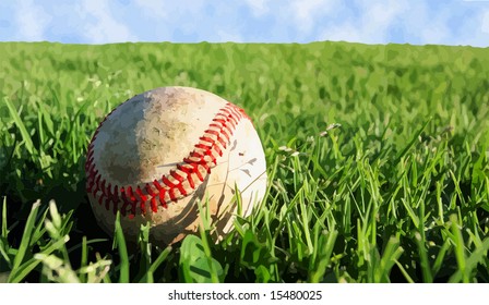 Vector Baseball On Grass, Also See Photo In My Portfolio