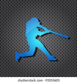 vector baseball player blue icon on textured background