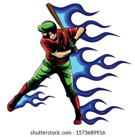 vector Baseball player standing with bat in his hands, abstract vector silhouette