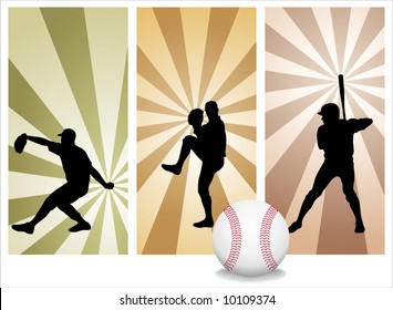 Vector Baseball Players. Easy change colors.  (Check out my portfolio for other silhouettes)