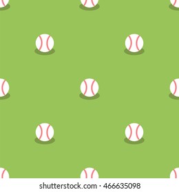 Vector Baseball Seamless Pattern. Sport Background. Balls Isolated on Green Background.