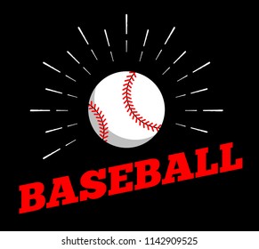 Vector baseball sport ball logo icon sun burtst print hand drawn vintage line art design