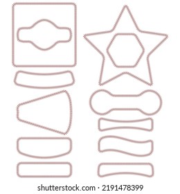 Vector Baseball Stitches and Frames Set Isolated on White Background.