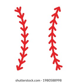 Vector Baseball Stitches Illustration on White Background