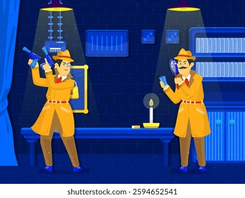 vector based and editable illustration, with a detective image theme