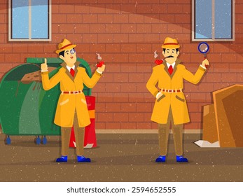 vector based and editable illustration, with a detective image theme