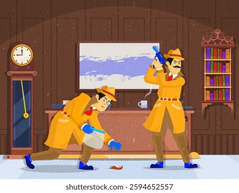 vector based and editable illustration, with a detective image theme