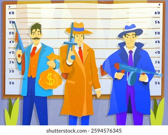 vector based and editable illustration, with a gangster image theme