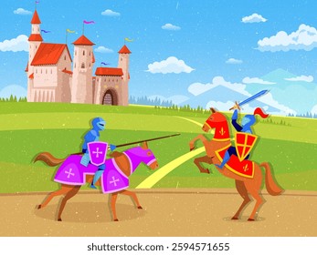 vector based and editable illustration, with a knight image theme