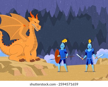 vector based and editable illustration, with a knight image theme