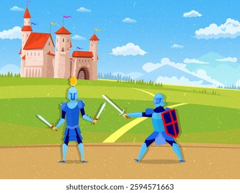 vector based and editable illustration, with a knight image theme