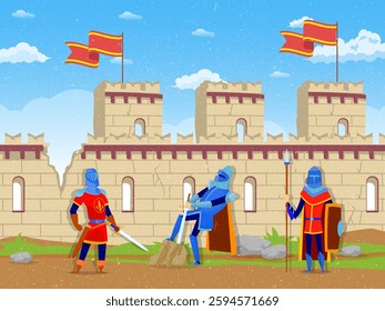vector based and editable illustration, with a knight image theme