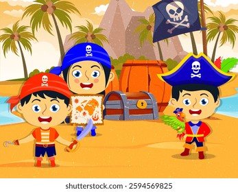vector based and editable illustration, with a pirate image theme