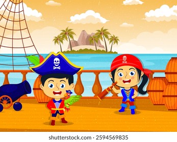 vector based and editable illustration, with a pirate image theme