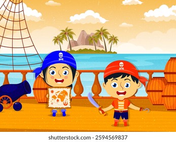 vector based and editable illustration, with a pirate image theme